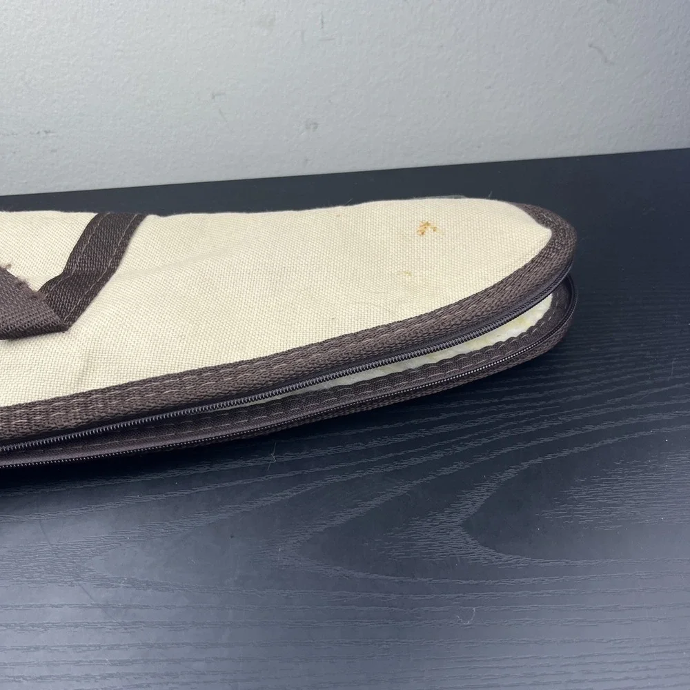 Vintage Beige Canvas Utility Carry Case Small Padded Zippered Storage Bag